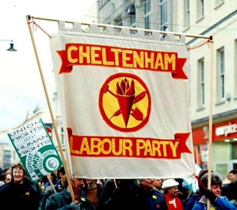 Cheltenham Labour Party banner on GCHQ demonstration