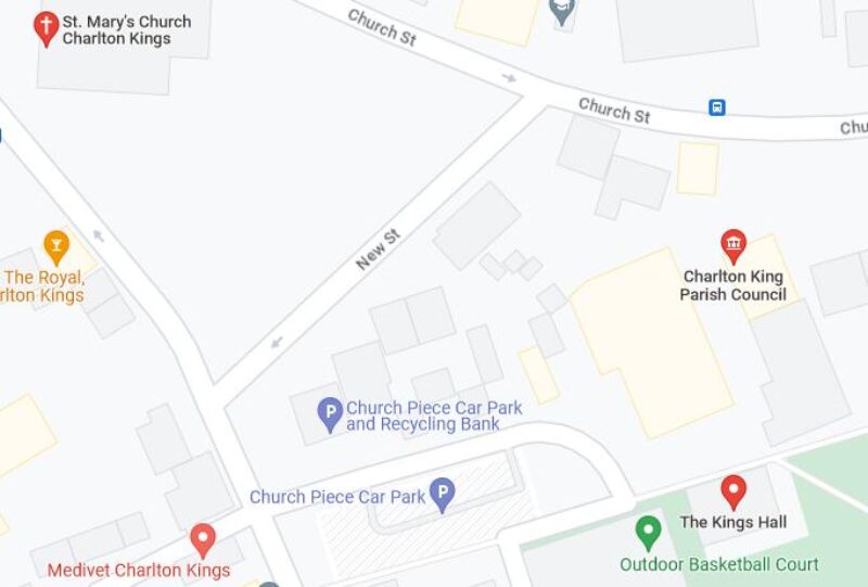 Location of Charlton Kings Parish Hall