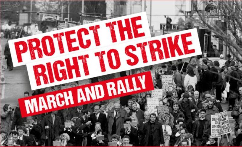 Graphic showing early GCHQ Trade Union rights Rally